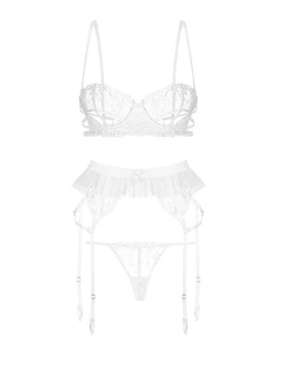 Anette 4-piece Lingerie Set - White