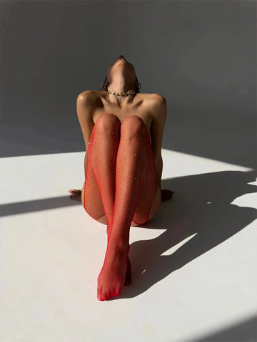 Elsa Red Fishnet Stockings