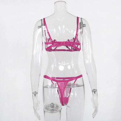 Ellolace Lingerie Set Women's Underwear Set Push up Hollow Out Bra Set Transparent Bralette Erotic Lingerie Female Underwear Set