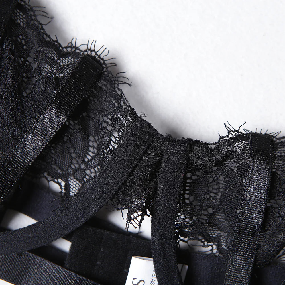 Ellolace Lingerie Set Women's Underwear Set Push up Hollow Out Bra Set Transparent Bralette Erotic Lingerie Female Underwear Set