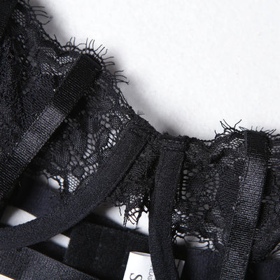 Ellolace Lingerie Set Women's Underwear Set Push up Hollow Out Bra Set Transparent Bralette Erotic Lingerie Female Underwear Set