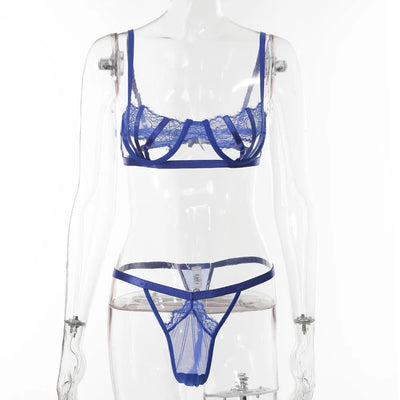 Ellolace Lingerie Set Women's Underwear Set Push up Hollow Out Bra Set Transparent Bralette Erotic Lingerie Female Underwear Set