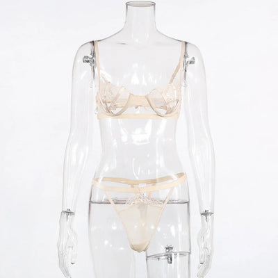 Ellolace Lingerie Set Women's Underwear Set Push up Hollow Out Bra Set Transparent Bralette Erotic Lingerie Female Underwear Set