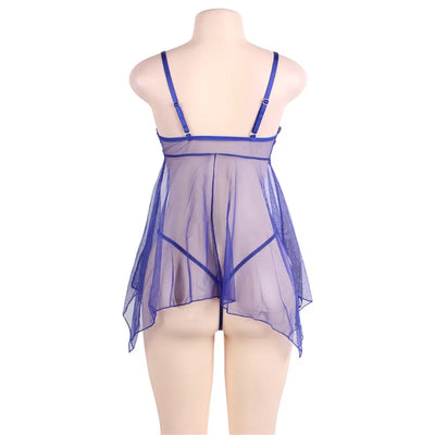 LacyMate™ Plus Size Sheer Blue Babydoll