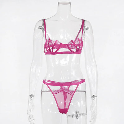 Ellolace Lingerie Set Women's Underwear Set Push up Hollow Out Bra Set Transparent Bralette Erotic Lingerie Female Underwear Set