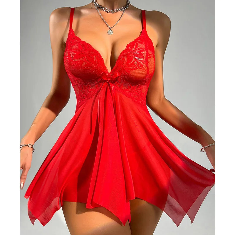 LacyMate™ Lace Suspender Babydoll Night Set