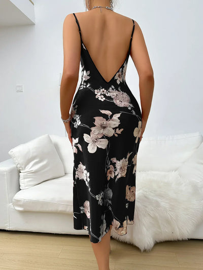 LacyMate™ Elegant Floral Backless Nightdress