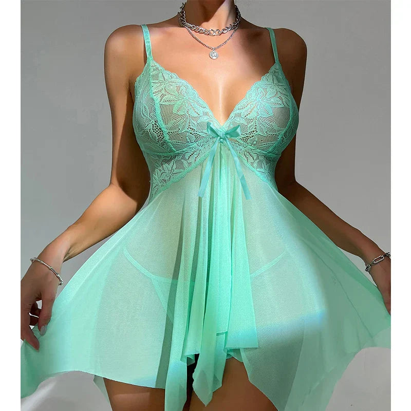 LacyMate™ Lace Suspender Babydoll Night Set