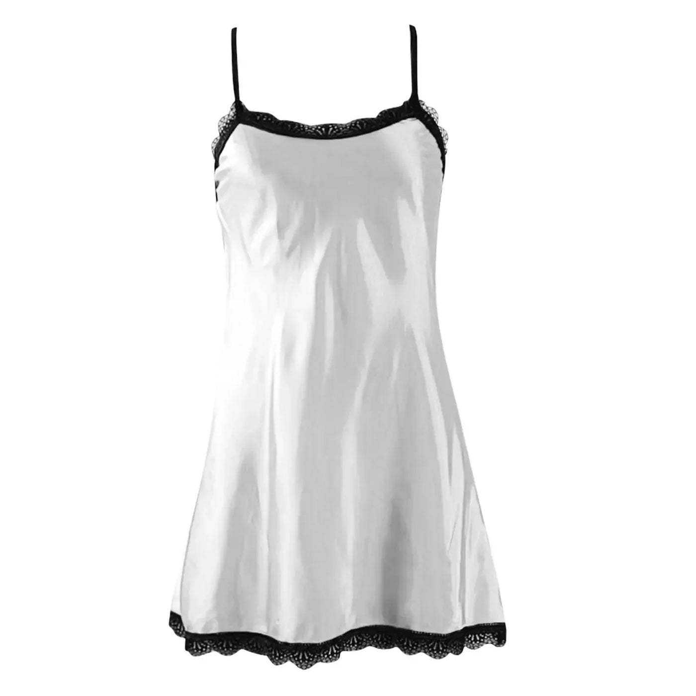 LacyMate™ White Satin Nightdress