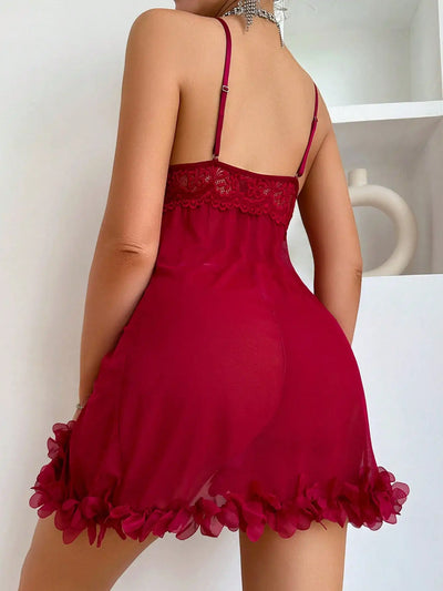 LacyMate™ Wine Silk V Nightgown