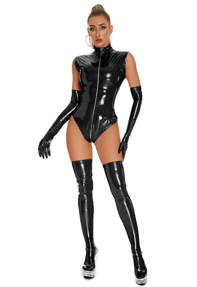 LacyMate™ Katrina Wetlook Bodysuit - Black