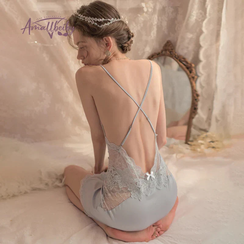 LacyMate™ Embroidered Lace Deep V Nightdress